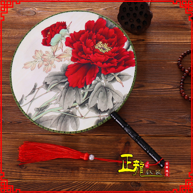 江山古典中国风团扇空白扇跳舞蹈扇 真丝宫扇
