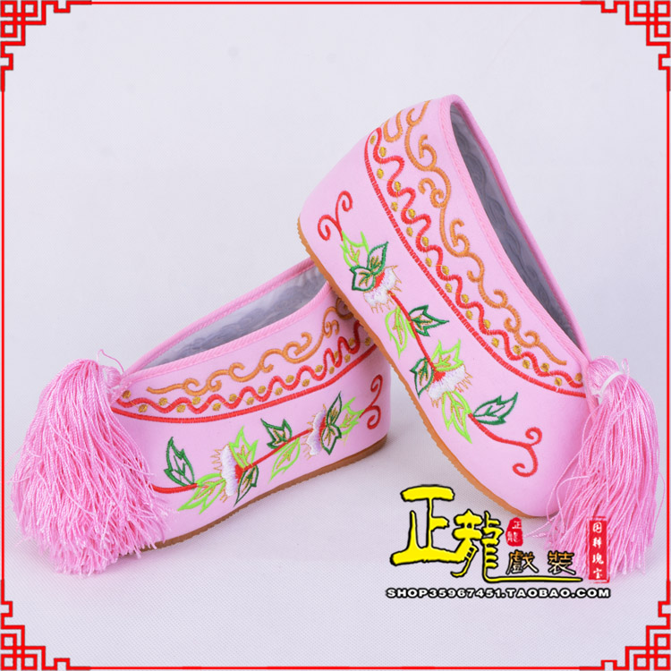 江山花旦鞋女绣花彩鞋 舒适款草花内高彩鞋