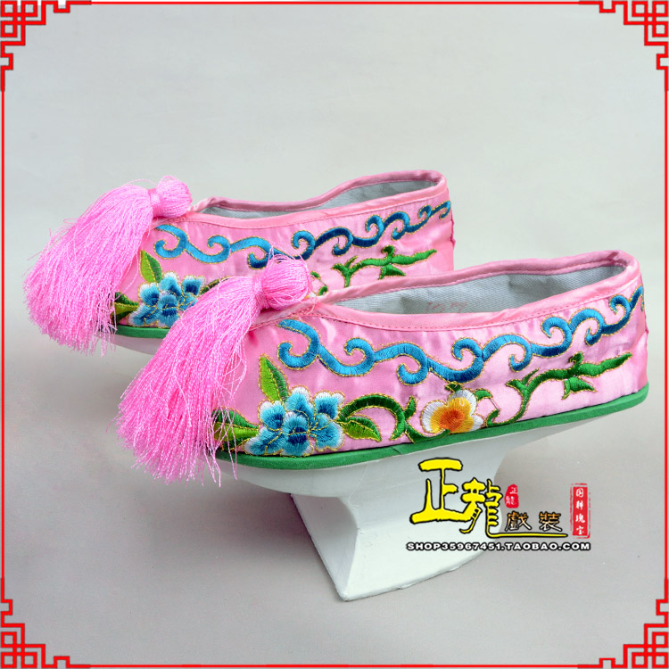 江山京越剧戏鞋花盆底清朝皇后贵妃宫女花盆底 旗鞋