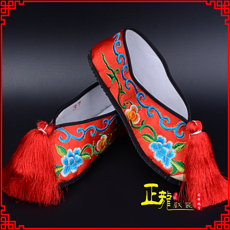 江山京剧越剧戏曲彩鞋花旦绣花 普平底彩鞋