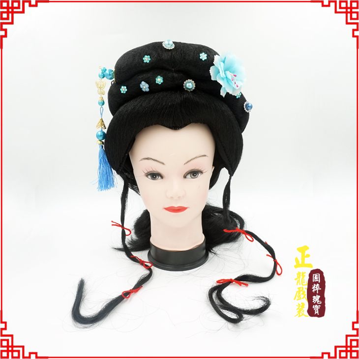 江山戏剧服装京剧越剧小旦花旦丫鬟假发 小姐头套